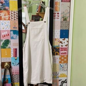 White courdaroy overall dress